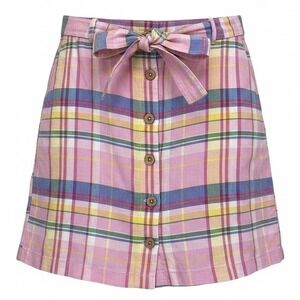 New‎ Purple & More Spring Pastels Plaid Button Front Linen Skort Womens L